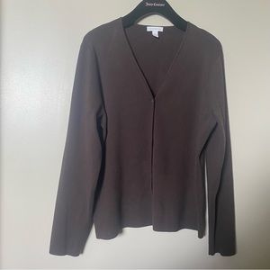 Charter Club | Brown V-Neck Button Down Silk Blend Sweater Cardigan, L